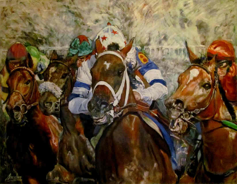 Horserace Finish10 48x36, Oil