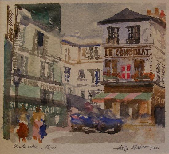 Consulat, Montmartre, Paris, Watercolor 8inx8in