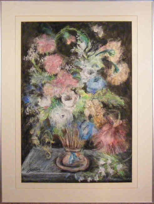 Flowers 22x32 PastelOil Framed under glass