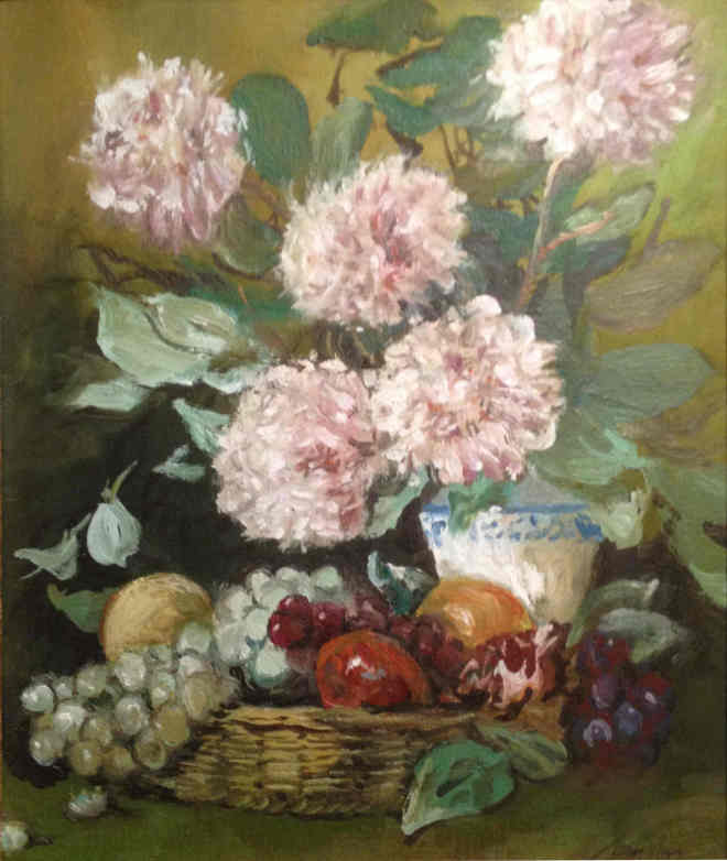 Fruits Et Pivoine 1994 10inx12in Oil on canvas