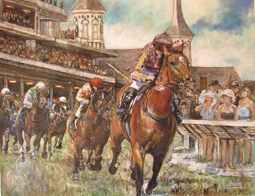 Horserace Finish12 60x48, Oil 