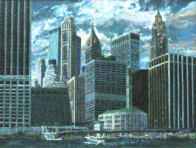 New York City Skyline 1985 12x16