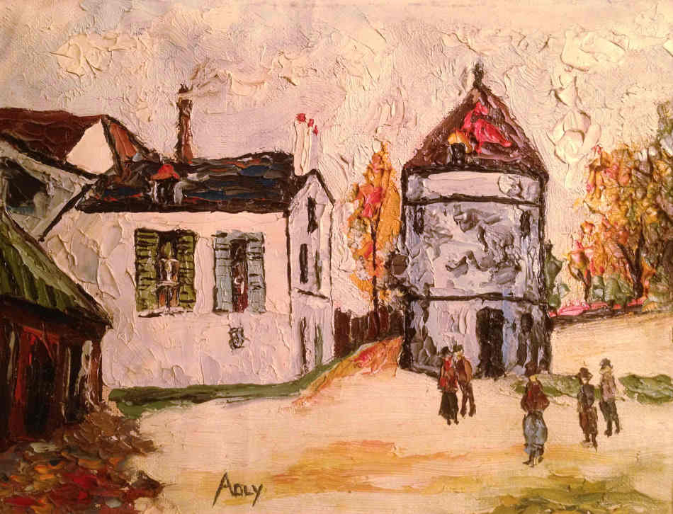 Old Mill In Montmartre 1971 After Maurice Utrillo 8inx10in Oil on canvas