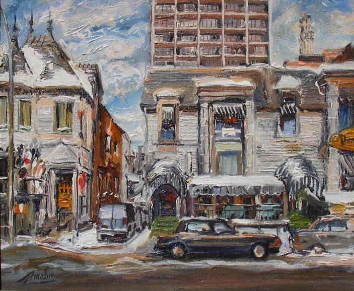 Rue Crescent, Montreal, 10inx12in Oil on canvas