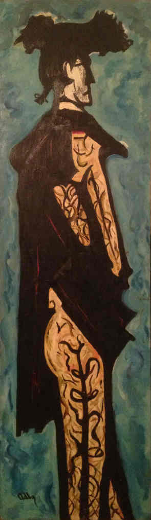 Toreador 1975 After Bernard Buffet oil on wooden panel 42.5x12